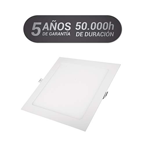 POPP- Pack 2 Downlight LED Extraplano Cuadrado Blanco,chip OSRAM Iluminacion LED Plafón de Techo (4000K, 18W)