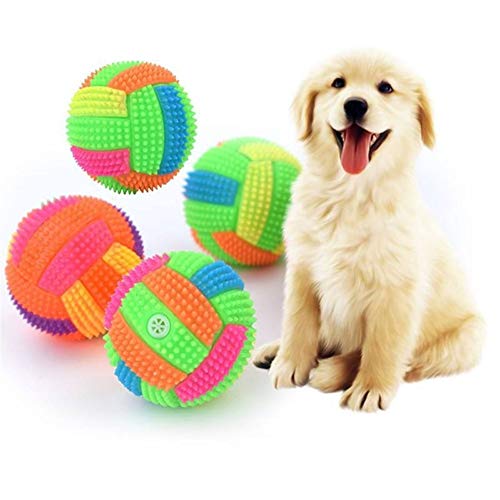POPshawn Forma duradera divertido de los niños Juguete for mascotas perros hinchables bola del juguete de fútbol admiten juguete divertido del gato que destella Juguete del Chew del perro del chirrido