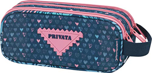 Portatodo Escolar Privata Live | Estuche Escolar Tres Cremalleras, Estuche Portatodo Escolar Triple con Compartimentos Independientes de Gran Capacidad - Medidas 22,5 x 9,5 x 8 cm