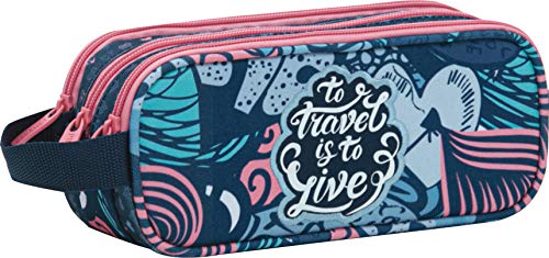 Portatodo Escolar Privata Live | Estuche Escolar Tres Cremalleras, Estuche Portatodo Escolar Triple con Compartimentos Independientes de Gran Capacidad - Medidas 22,5 x 9,5 x 8 cm