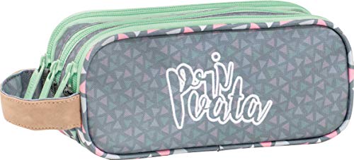 Portatodo Escolar Privata Party | Estuche Escolar Tres Cremalleras, Estuche Portatodo Escolar Triple con Compartimentos Independientes de Gran Capacidad - Medidas 22,5 x 9,5 x 8 cm