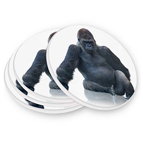 Posavasos de cerámica absorbente de color negro con diseño de gorila redondo, para bebidas, café, tazas, juegos para el hogar, oficina, bar, cocina (juego de 1), cerámica, multicolor, Set of 1