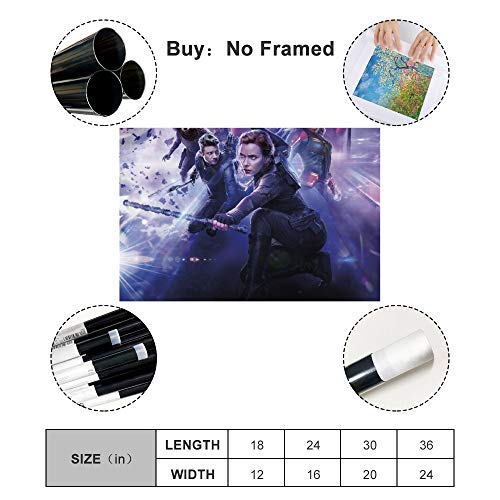 Póster de la lona de DRAGON VINES Black Widow Avengers clásico para decoración de pared con impresión de alta definición para dormitorios y habitaciones de niños, 50 x 75 cm