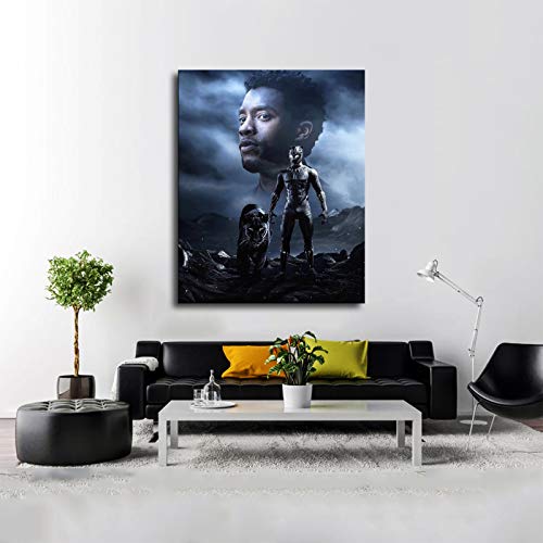 Póster de la película N/F Chadwick Boseman Black panther Marvel Poster The Movie Poster (50 x 30 pulgadas, marco de madera)