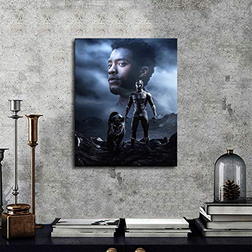 Póster de la película N/F Chadwick Boseman Black panther Marvel Poster The Movie Poster (50 x 30 pulgadas, marco de madera)