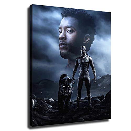 Póster de la película N/F Chadwick Boseman Black panther Marvel Poster The Movie Poster (50 x 30 pulgadas, marco de madera)