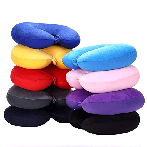 POUPDM Almohada en Forma de U Almohada de Viaje en Forma de U Partículas Cuello Almohada de avión para automóvil Cojín Textiles para el hogar, Morado