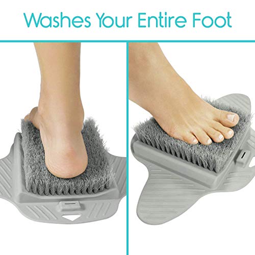 Powcan Fregadora para pies de ducha Cepillo para pisos de bañera para la limpieza de suelas de pies y callos - Ventosas antideslizantes, mascarilla de masaje de acupresión Limpiador de pies