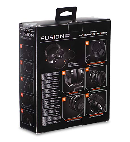 PowerA Fusion Auriculares Gaming con Micrófono Desmontable y Cable - Compatibles con PlayStation 4, Xbox (One, One X, One S, 360), Nintendo Switch, Mac, Android, IOS - Negro