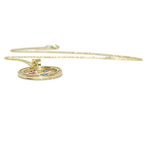 Precioso collar con cadena forzada de oro amarillo de 18K de 1mm de grosor y 45cm de larga con colgante del Árbol de la vida de oro amarillo de 18K con 28 circonitas y esmalte pintado a mano. 1.90cm