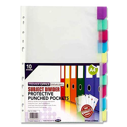 Premier Stationery - Fundas Premier Depot Flash A4 perforado con divisor (paquete de 10)