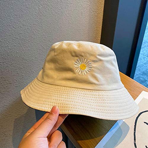 Primavera Mujer Sombreros De Pesca con Cubo Protector Solar Gorra De Sol Margaritas Pequeñas Ropa De Doble Cara Sombrero De Pescador De Señora De Primavera Negro Y Blancoenvío Gratis
