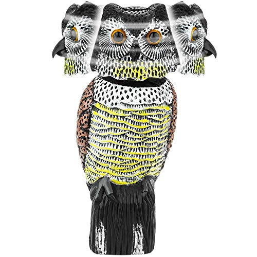 PrimeMatik - Ahuyentador de Aves Tipo Estatua búho con Ojos Reflectantes 40cm Hembra