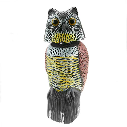 PrimeMatik - Ahuyentador de Aves Tipo Estatua búho con Ojos Reflectantes 40cm Hembra