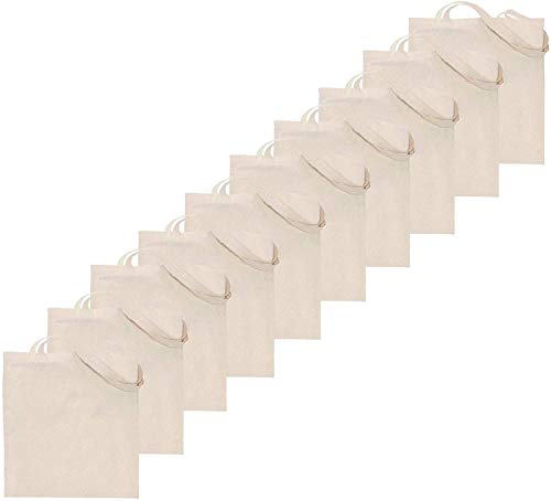 PrimeSportsShop Bolsa de la compra de lona 100% algodón, 10 unidades, reutilizable, natural, ecológica, fuerte, gran elección para promoción de marca/regalo o diseño personalizado. (2)