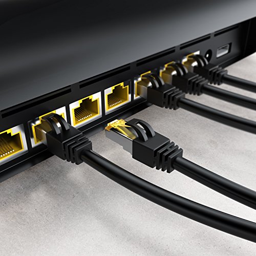 Primewire 2m Cable de Red Gigabit Ethernet Cat 7-10000 Mbit s - Cable de Conexión - Cable Cat 7 en Bruto con apantallamiento S FTP PIMF y Conector RJ45 - Punto de Acceso Switch Router Modem - Negro