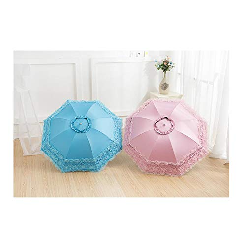Princesa de encaje Paraguas de gama alta Señoras de doble capa de lluvia y lluvia Protección UV señoras sombrilla de sol Protección solar sombrilla de sol Ropa de lluvia sombreada-Lightblue