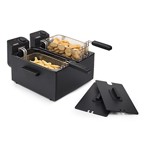 Princess 183028 Freidora eléctrica doble, Zona Fría, potencia de 2 x 1800 W, Volumen de 2 x 3 L, Temperatura hasta 190ºC, Negro