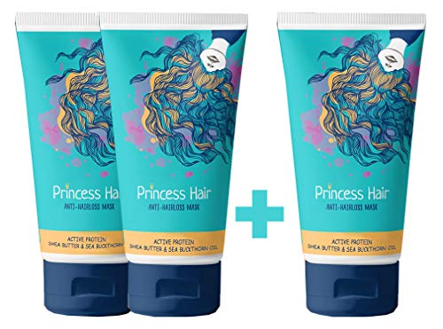 Princess hair – Mascarilla contra la caída del cabello - Complejo Maxi-Growth - Tratamiento capilar - Mascarilla fácil para el cabello 2+1