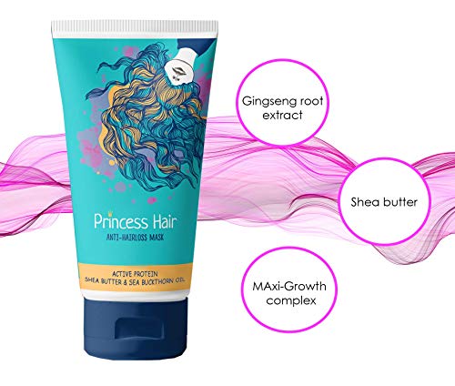 Princess hair – Mascarilla contra la caída del cabello - Complejo Maxi-Growth - Tratamiento capilar - Mascarilla fácil para el cabello 2+1