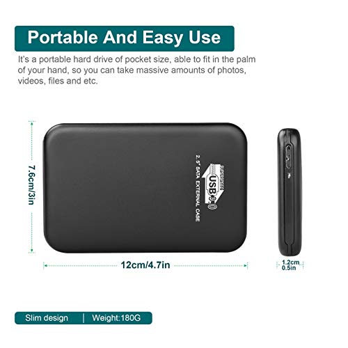 Prode 1TB Disco Duro Externo Portátil 2.5", USB3.0 SATA HDD Almacenamiento para PC, Mac, Desktop, Laptop, MacBook, Chromebook, Xbox 360 (1 TB, Negro)