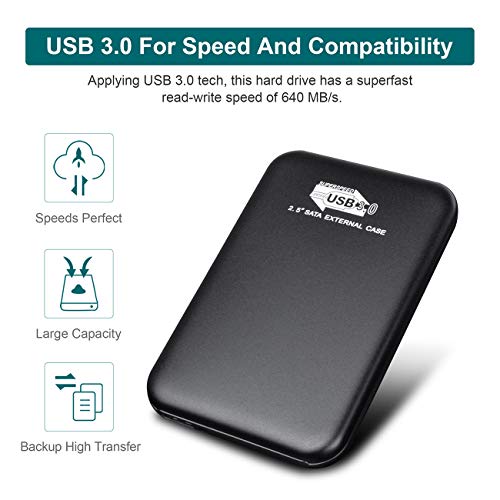 Prode 1TB Disco Duro Externo Portátil 2.5", USB3.0 SATA HDD Almacenamiento para PC, Mac, Desktop, Laptop, MacBook, Chromebook, Xbox 360 (1 TB, Negro)