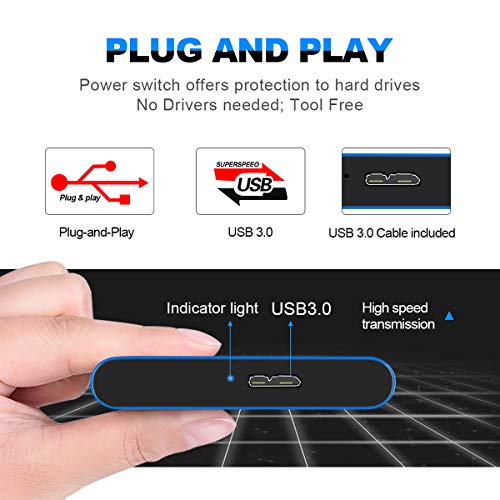 Prode Disco Duro Externo Portátil 2.5" USB3.0 SATA HDD Almacenamiento para PC y Mac Xbox360 (1TB, Negro)