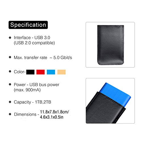 Prode Disco Duro Externo Portátil 2.5" USB3.0 SATA HDD Almacenamiento para PC y Mac Xbox360 (1TB, Negro)