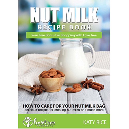 Productos Love Tree bolsa para leche de nueces - El mejor colador orgánico de leche de almendras con calidad premium que incluye un E book de recetas gratuito - Bolsa de malla de grande, reusable y fuerte - Leches de nueces y jugos suaves siempre con gara