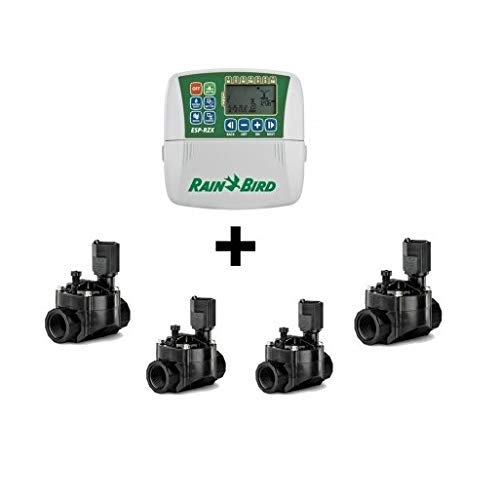 Programador de RIEGO eléctrico ESP RZXE4 Interior + 4 Electroválvulas 100-HV 1" 24V Rain Bird/Permite incorporar módulo LNK WiFi para el Control de riego vía Internet (Se Vende por Separado)