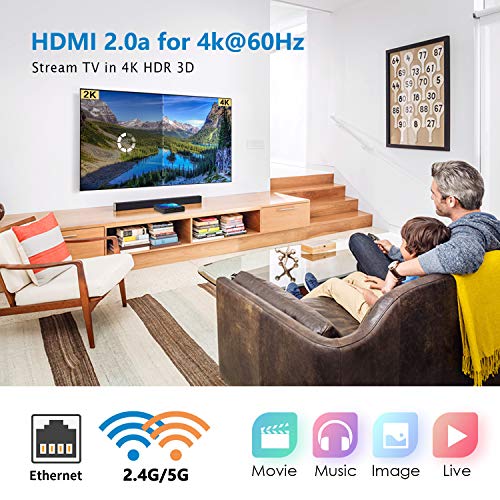 【Promoción】 Android 9.0 TV Box 【4GB RAM+64GB ROM】 Android TV Box RK3318 Quad-Core 64bit Cortex-A53 Soporte 2k*4K, WiFi 2.4G/5G,BT 4.0 , USB 3.0 Smart TV Box