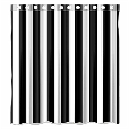 Promoción Fin de Semana personalizados negro y blanco rayas cortina de ducha cortina de ducha de tela de poliéster resistente al agua tamaño 66 x 72 cortina de ducha de por