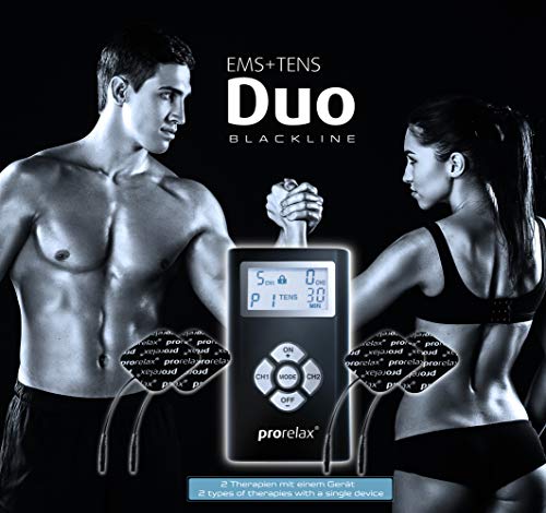 Prorelax 48903 - Duo"Blackline" Aparato de Masaje Ems + Tens, Estimulación Eléctrica