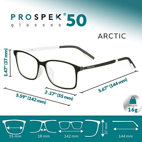 PROSPEK: ARCTIC Gafas con lente transparente y bloqueo de luz azul. Alivio para vista cansada por el ordenador. Verás colores vivos y protegerás tus ojos (+1.00 Aumento)