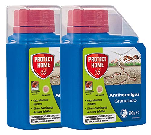 PROTECT HOME® - Insecticida Anti Hormigas en Forma de Cebo granulado Mata Hormigas y Elimina hormigueros – 200Gr – Pack de 2 Unidades