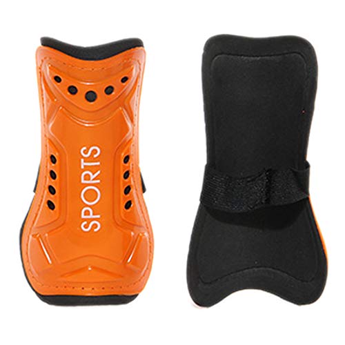 Protector de espinilleras de fútbol, ligero, transpirable, para niños de 8 a 13 años, naranja