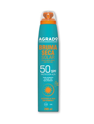 Protector Solar 50 SPF Protección UVA UVB Resistente al agua Invisible Bruma Seca Solar Spray 360º Agrado