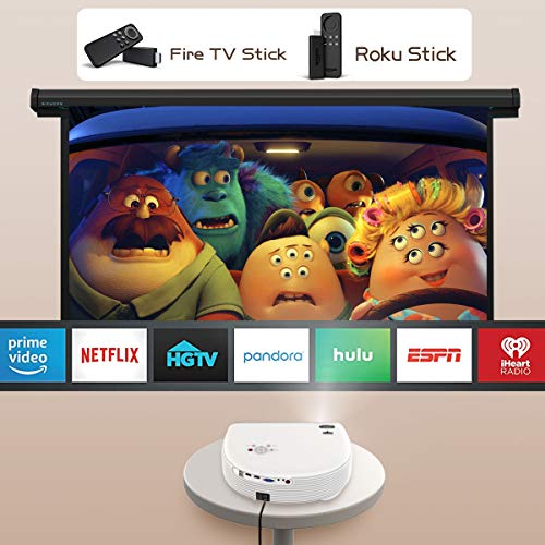 Proyector, WiMiUS 7000 Lúmenes Proyector Bluetooth Full HD 1920x1080P Vídeoproyector Soporta 4K Proyector Cine en Casa, 100,000H 300 '' Proyector LED para TV Stick, PS4, PC (HDMI, AV y USB)