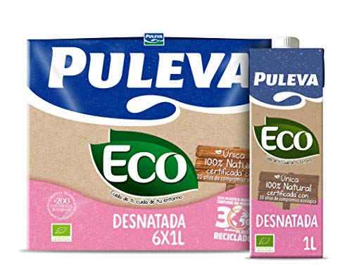 Puleva Leche Ecológica Desnatada Bio - Pack 6 x 1 L - Total: 6 L