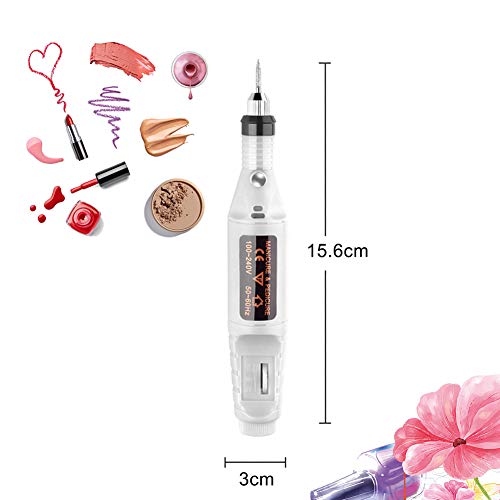 Pulidor de Uñas Kit de Manicura Pedicura Pluma de Taladro de Uñas Set manicura pedicura profesional 6 en 1 Velocidad Ajustable torno para uñas (Blanco)