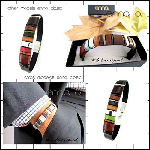 Pulsera de cuero azul marino, Enna Clasic 1, brazalete de cuero genuino, accesorios exclusivos de cuero para hombre, complementos de lujo para hombre, regalos cumpleaños aniversario