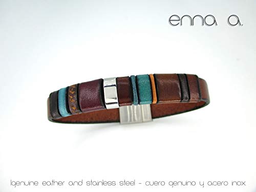Pulsera de cuero marrón, Enna clasic N 27, pulsera cuero, pulsera colores, regalos hombre, accesorios hombre, complementos de lujo, brazaletes exclusivos cuero genuino