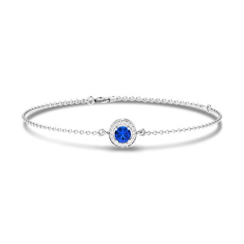 Pulsera de diamantes y zafiro azul de 14 quilates con certificación IGI/IGLI de 0,05 quilates (IJ-color, I1-I2-claridad) de Dishis Designer Jewellery