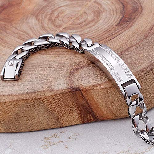 Pulsera Nice Solid Big Chunky Bracelet para hombres Vintage Mens Amistad Pulseras para hombre Regalos de cumpleaños para niños Acero inoxidable Longitud del regalo 24Cm Hombre Mujer Brazalete Brazalet
