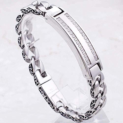 Pulsera Nice Solid Big Chunky Bracelet para hombres Vintage Mens Amistad Pulseras para hombre Regalos de cumpleaños para niños Acero inoxidable Longitud del regalo 24Cm Hombre Mujer Brazalete Brazalet
