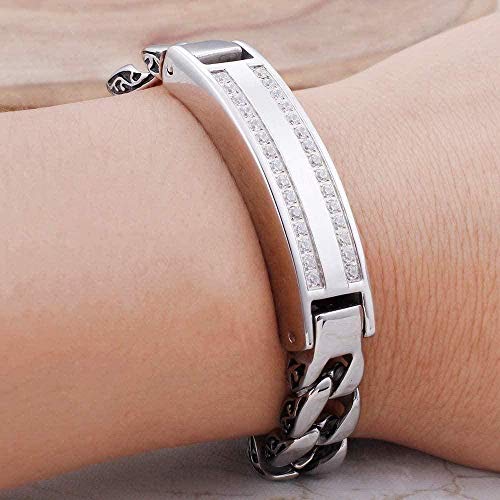 Pulsera Nice Solid Big Chunky Bracelet para hombres Vintage Mens Amistad Pulseras para hombre Regalos de cumpleaños para niños Acero inoxidable Longitud del regalo 24Cm Hombre Mujer Brazalete Brazalet