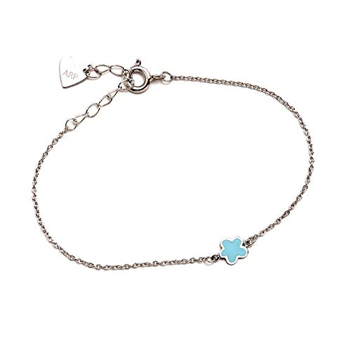 Pulsera plata Agatha Ruiz de la Prada 14cm. flor azul [AB5800]