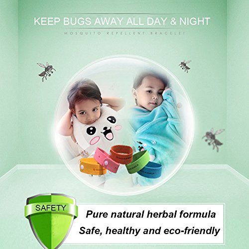 Pulsera Repelente de Mosquitos -12 Paquetes Todo Pulsera Anti Mosquito Natural Bandas Repelentes de Insectos Pulseras Repelentes de Viaje Ingrediente Químico No Tóxico Para Niños y Adultos