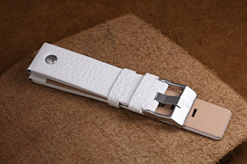 Pulseras de Reloj de Gran tamaño de 28 mm de los Hombres Correas de Repuesto Extra Ancho arrugados de Cuero Blanco con el Remache