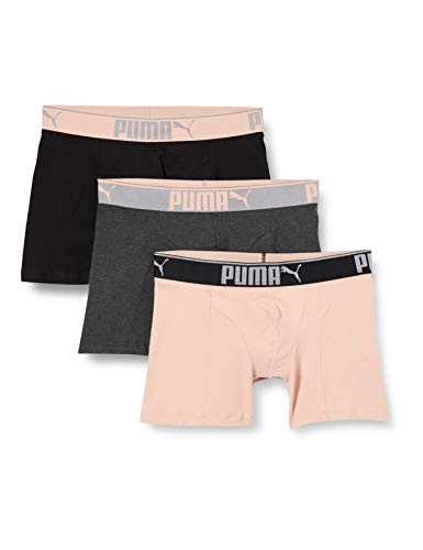 PUMA Lifestyle Sueded Cotton Men's Boxers (3 Pack) Calzoncillos, Agua de Rosas, S para Hombre
